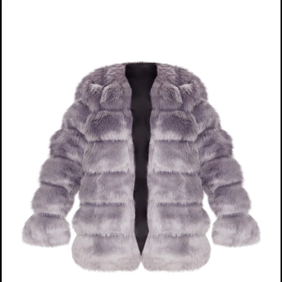 PrettyLittleThing Jackets & Blazers - Gray Faux Fur Bubble Coat